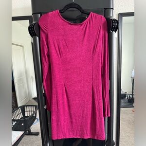 Women's Pink Long Sleeve Dress With Open Back